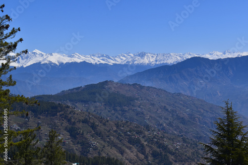 snow peaks of HImalaya range , view from shimla 