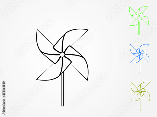 Colorful pinwheel icons or logos using lines vector illustration on white background