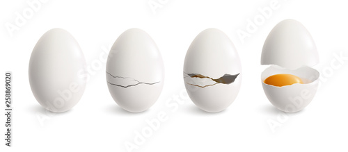 Cracking Egg Realistic Icon Set