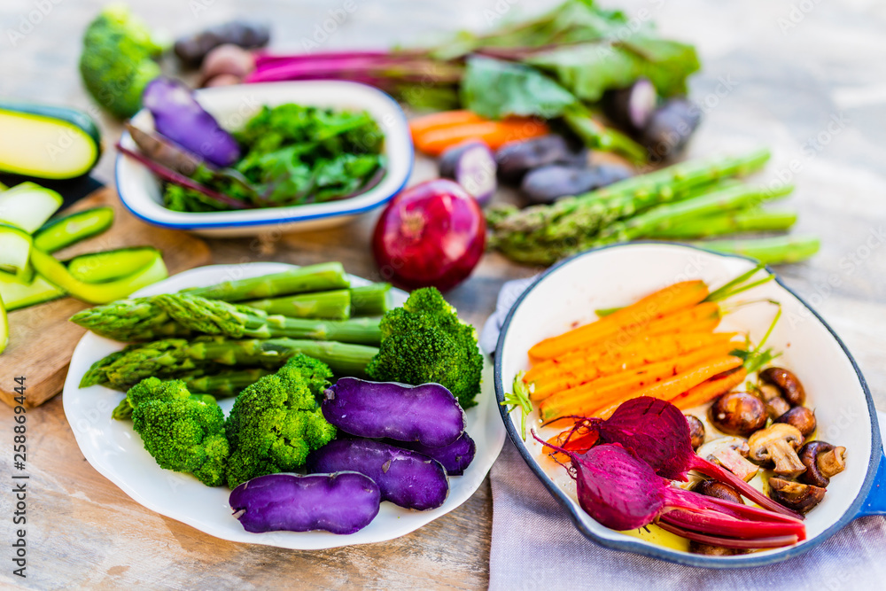 Colorful vegetables for healthy salad. Rainbow food. 