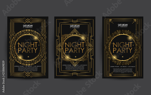 golden night club party poster
