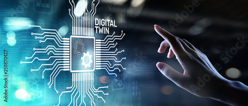 Digital twin business and industrial process modelling. innovation and optimisation. photo