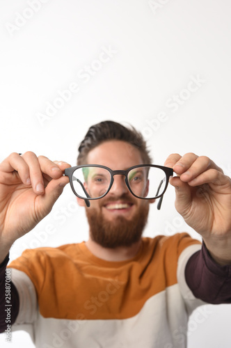 bearded man with glasses