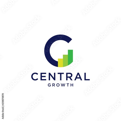 c letter logo chart bar statistic vector icon illustration