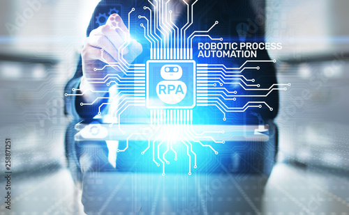 RPA Robotic process automation innovation technology concept on virtual screen.