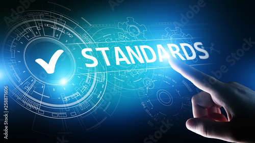 Standard. Quality control. ISO certification, assurance and guarantee. Internet business technology concept. photo