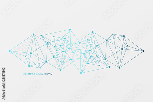 Abstract vector background. Blue network triangle pattern. Background for web, design, neural, concept, net, connection, icon, technology, sample, template, molecule structure, science, chemistry