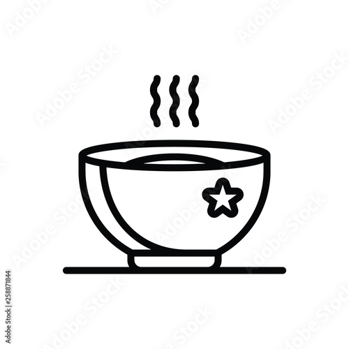 Black line icon for hot soup