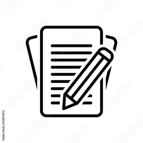 Black line icon for inscribe write