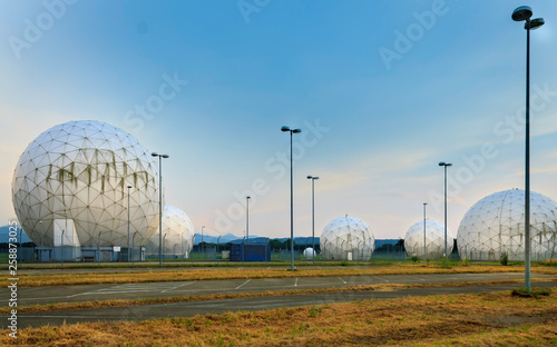Panorama of Former US Army Security Agency Radome Station (Hortensie III) in Bad Aibling, Bavaria, Germany. Now it is a technology park.