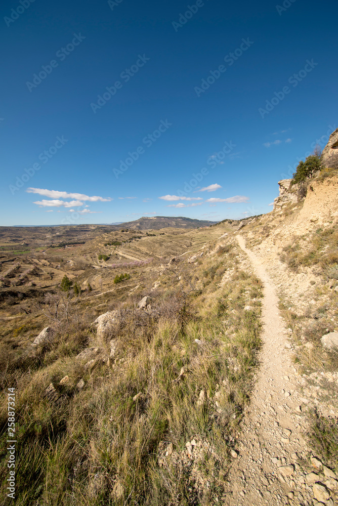 Path through the mountain next to the town of Morella