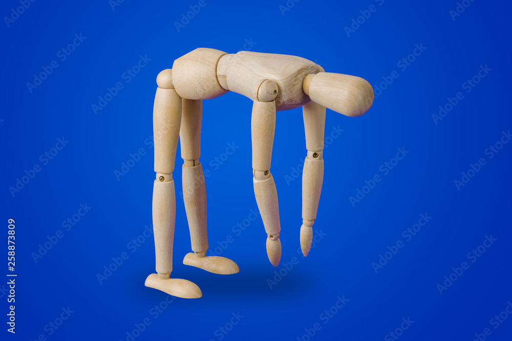 Sports wooden toy figure on blue Sports wooden toy figure on blue