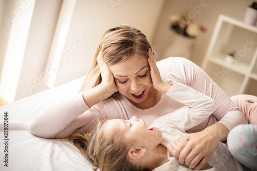 Conversation between mother and daughter.