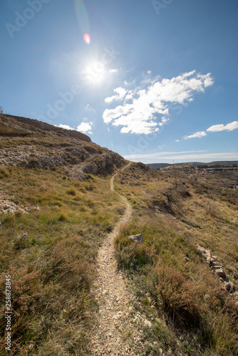 Path through the mountain next to the town of Morella