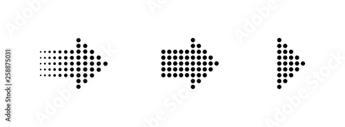 Arrows in a dots design. Arrows in a row. Arrow icon. Arrows collection. Arrow vector icon