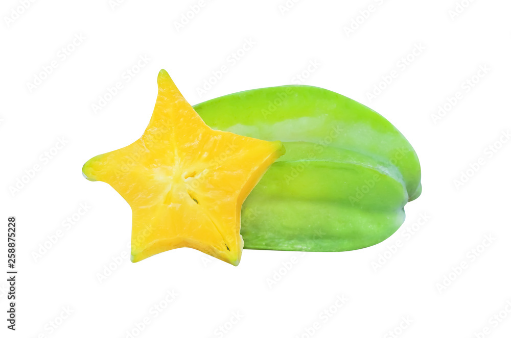 Fototapeta premium Tasty star fruit carambola or averrhoa carambola isolated on white background with clipping path