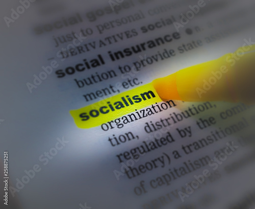 Fotografie A close up of the a dictionary page showing the highlighted word: socialism