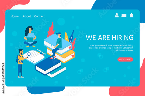 Recruitment agency, concept with characters for social media, documents, employee hiring,