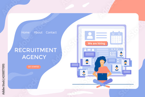 Recruitment agency, concept with characters for social media, documents, employee hiring,