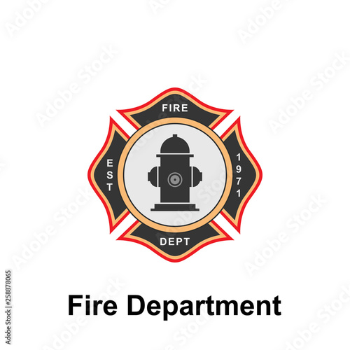 Fire Department, EST. icon. Element of color fire department sign icon. Premium quality graphic design icon. Signs and symbols collection icon for websites