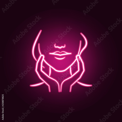 face massage neon icon. Elements of antiaging set. Simple icon for websites, web design, mobile app, info graphics