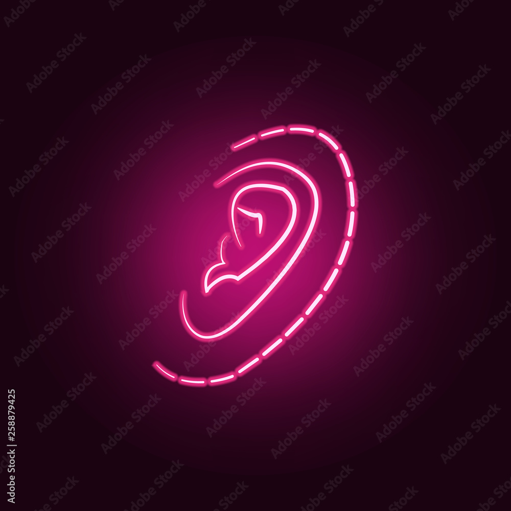 plastic ear surgery neon icon. Elements of antiaging set. Simple icon for websites, web design, mobile app, info graphics plastic ear surgery neon icon. Elements of antiaging set. Simple icon for websites, web design, mobile app, info graphics