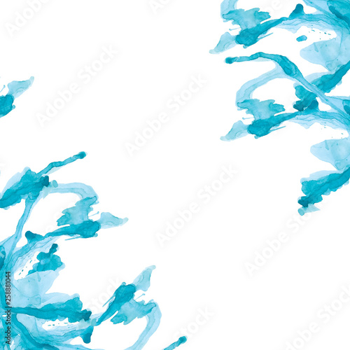 blue splashes background. watercolor illustration  template for design