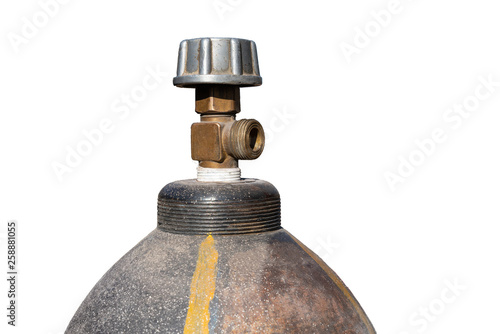 Gas cylinder on white isolated background close-up.construction equipment