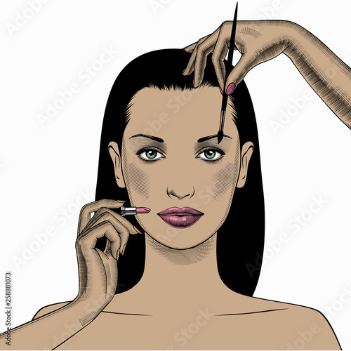 American pretty girls. Beauty concept. Female portrait. Vector Illustration of Black Woman. Great for avatars. Fashion, beauty.