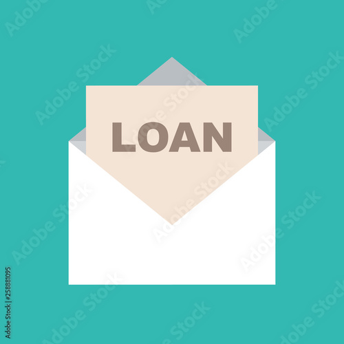 Mail envelope icon with loan report. Send personal loan information