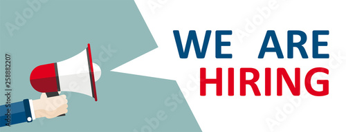 Hand Bullhorn Speech Bubble We Are Hiring Header