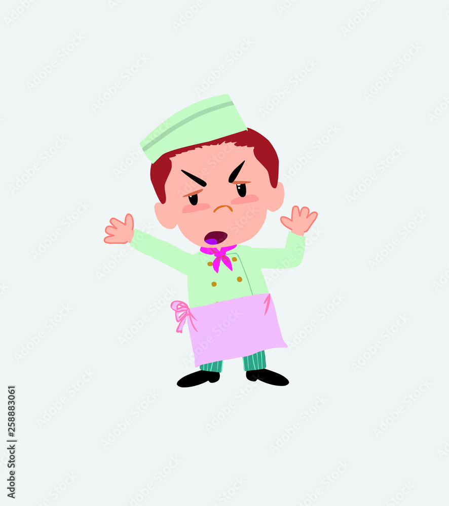 Chef argues something with a gesture of discontent. Chef argues something with a gesture of discontent.