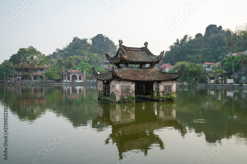 Floating temple in Thay Pagoda or Chua Thay  one of the oldest Buddhist pagodas in Vietnam  in Quoc Oai district  Hanoi