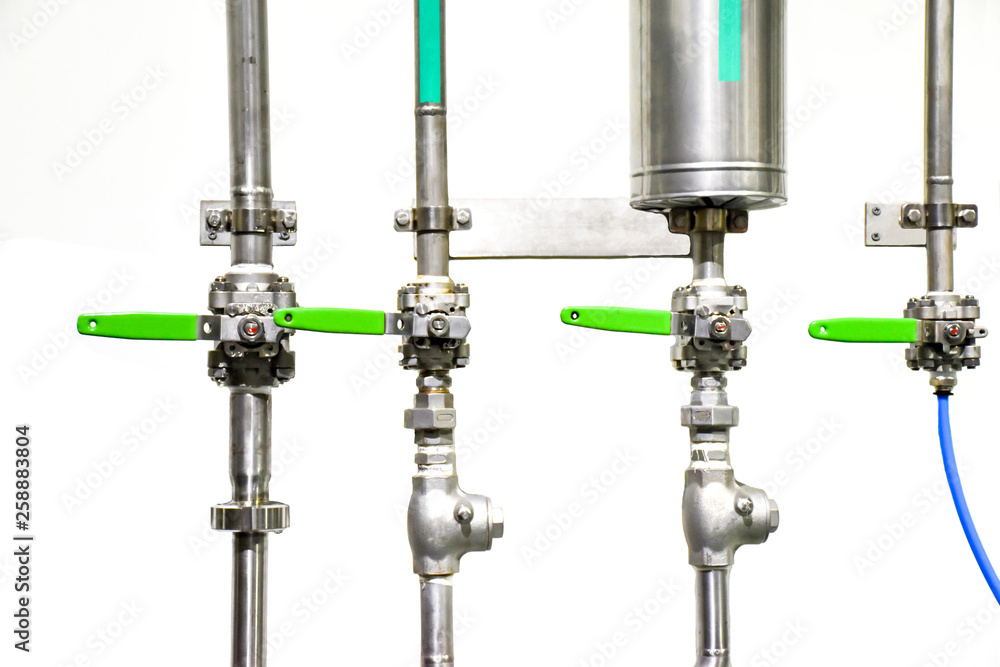 Water valves for industrial plants on white background