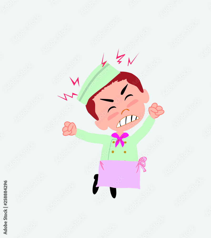 Chef jumps angry. Chef jumps angry.