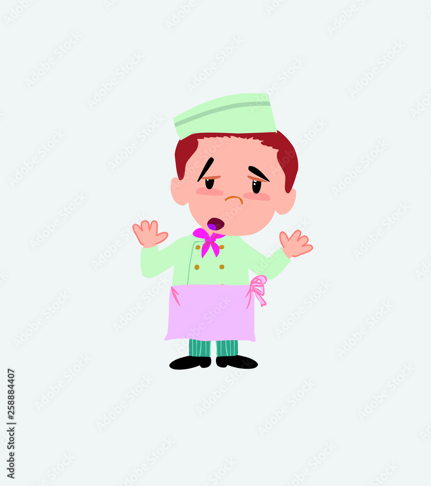 Chef makes a gesture of tired resignation. Chef makes a gesture of tired resignation.