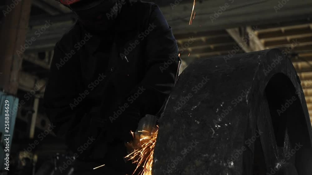 Man work with Metal processing factory. Sparks. Man work with Metal processing factory. Sparks.