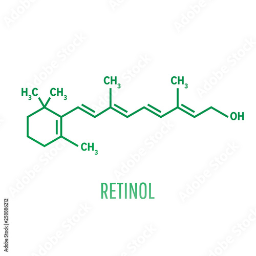 Retinol, vitamin A. Essential for vision and bone growth, healthy skin and hair