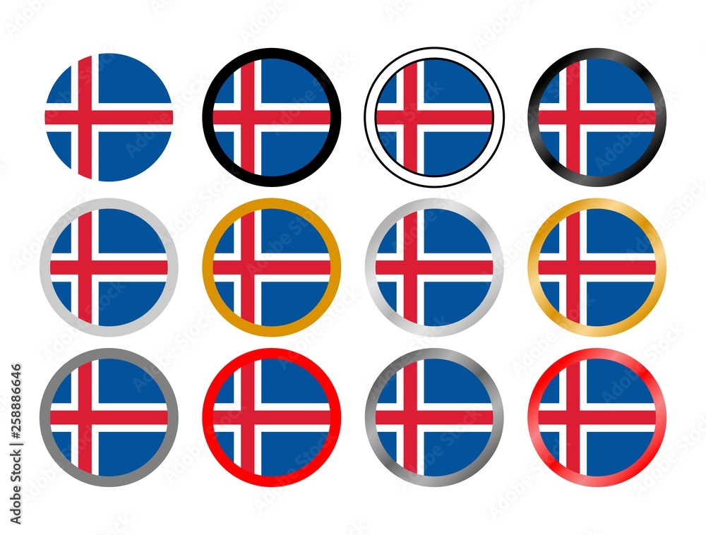 Iceland state flag in globes Iceland state flag in globes