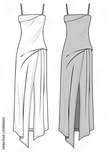 DRESS fashion flat sketch template