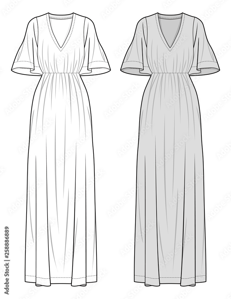 DRESS fashion flat sketch template Stock Vector | Adobe Stock
