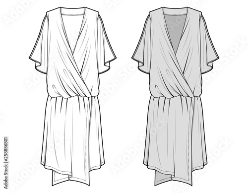 DRESS fashion flat sketch template