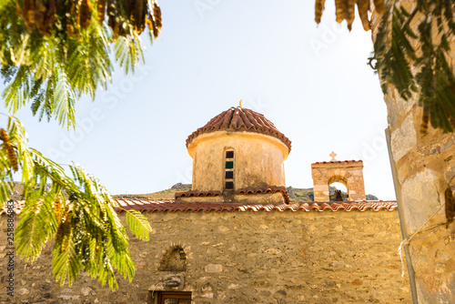 Detail of architecture church in Vathia town, Mani Greece. photo