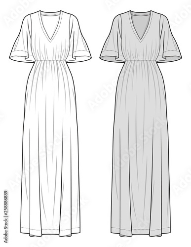 DRESS fashion flat sketch template