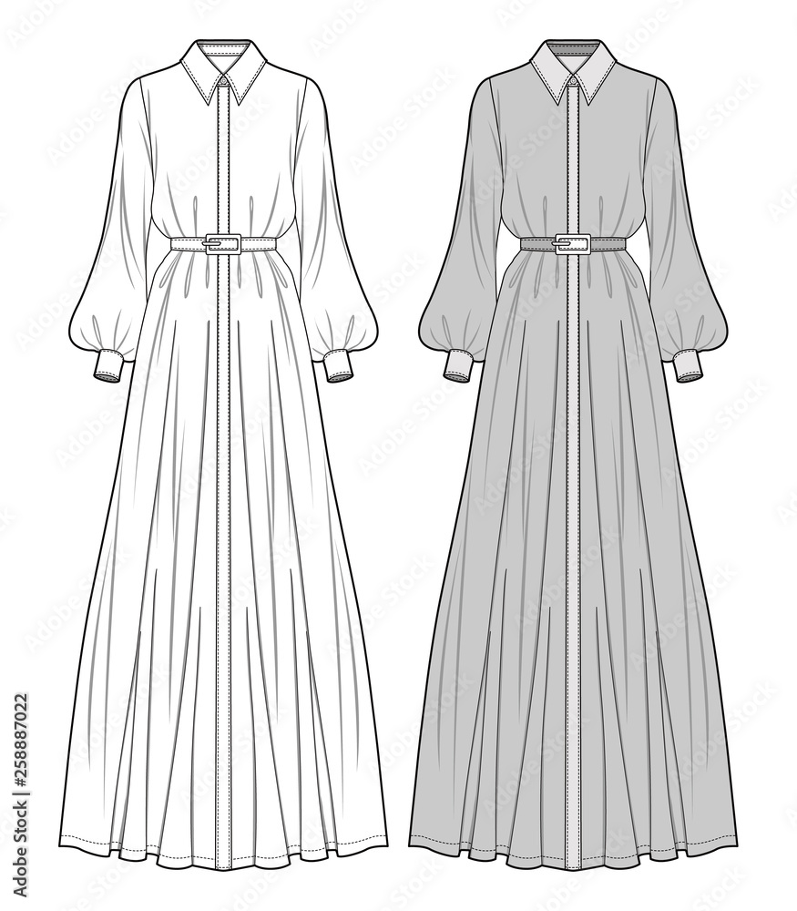 DRESS fashion flat sketch template Stock Vector Adobe Stock