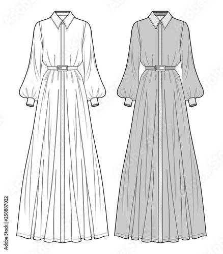 DRESS fashion flat sketch template