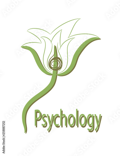 The combination of a psychological symbol of PSI and a flower. Design concept for psychotherapy. The analogy of the bud bloom is the bloom of personality. Open yourself. Solve the problem.