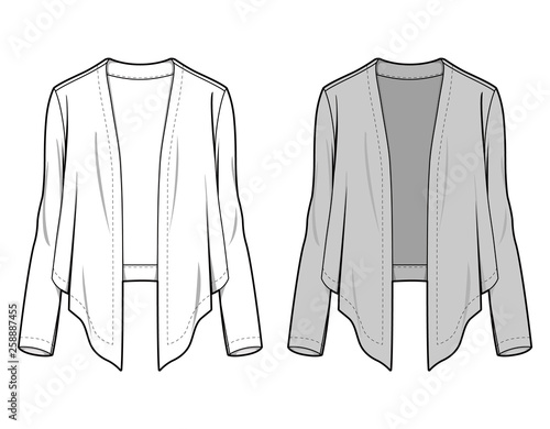 Outer Jacke fashion flat sketch template