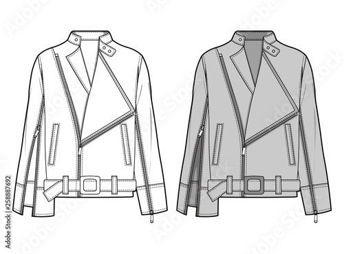 Outer Jacke fashion flat sketch template