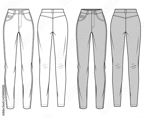 PANTS fashion flat sketch template